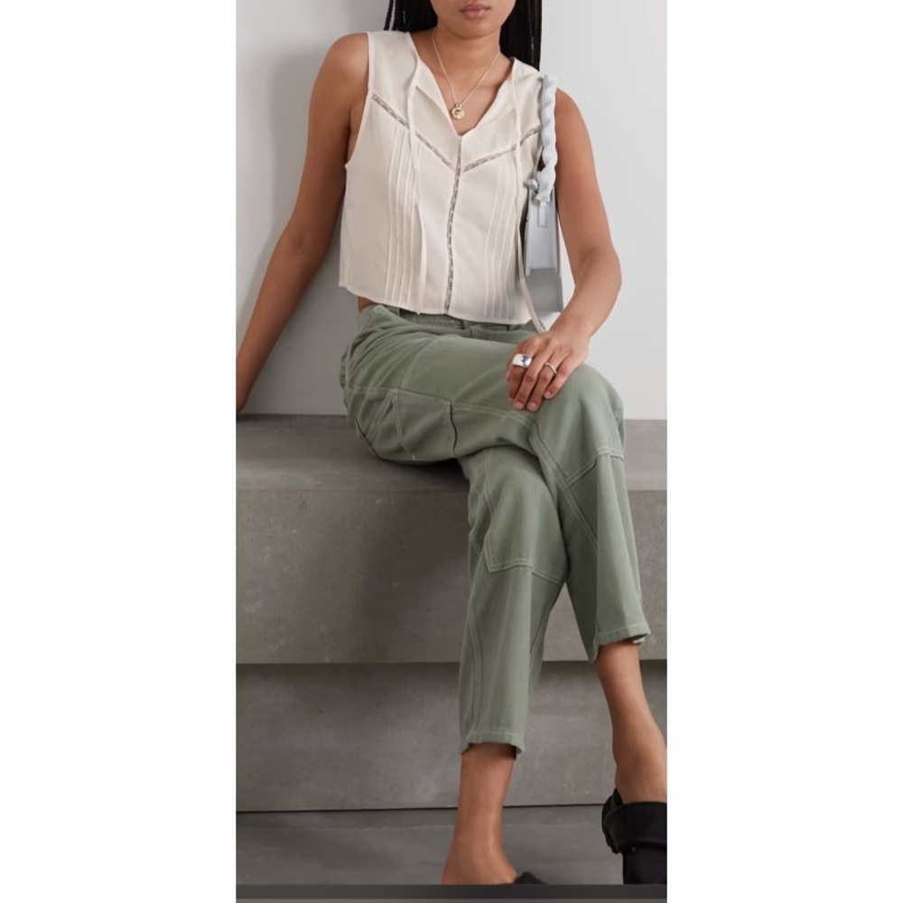 Reformation Cream Crop Top with Brown Accents - Picture 7 of 7